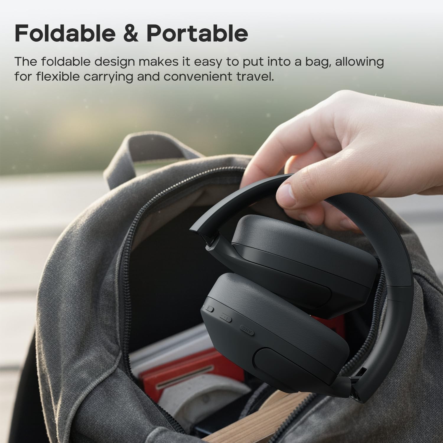 Tribit Wireless Over-Ear Headphones QuietPlus 81, Hybrid Active Noise Black