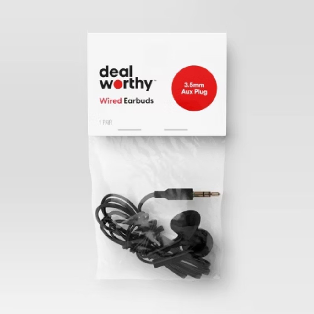 Wired Earbuds – Dealworthy Black: 3.5mm Jack In-Ear Headphones, ABS Cushion