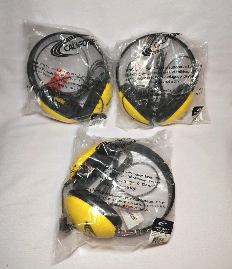 Lot of 3 Califone Listening First Stereo Headphones Yellow 2800YL