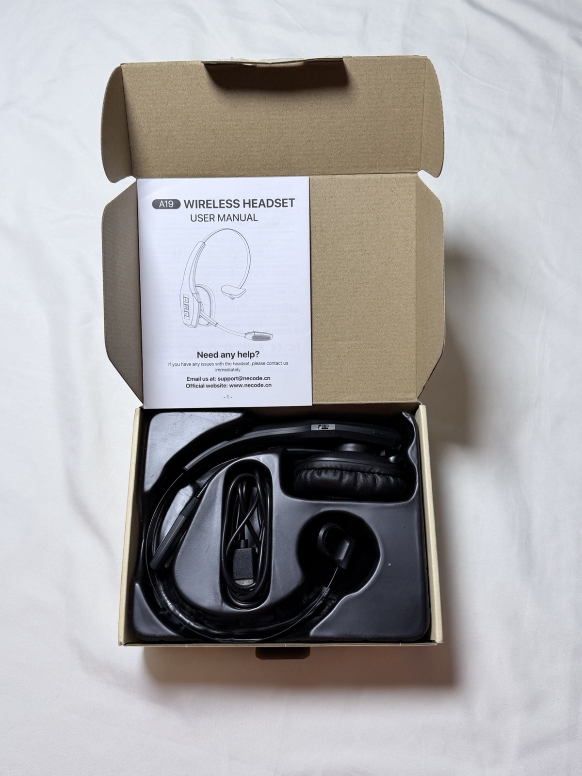A19 Wireless Headset, Noise Cancelling – Bluetooth, HD Sound/Voice Black
