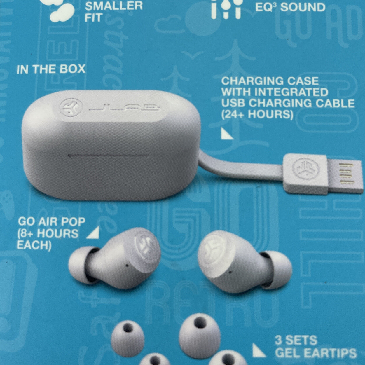 JLab GO Air POP True Wireless In Ear Headphones Lilac 32+ Hours Play Time New