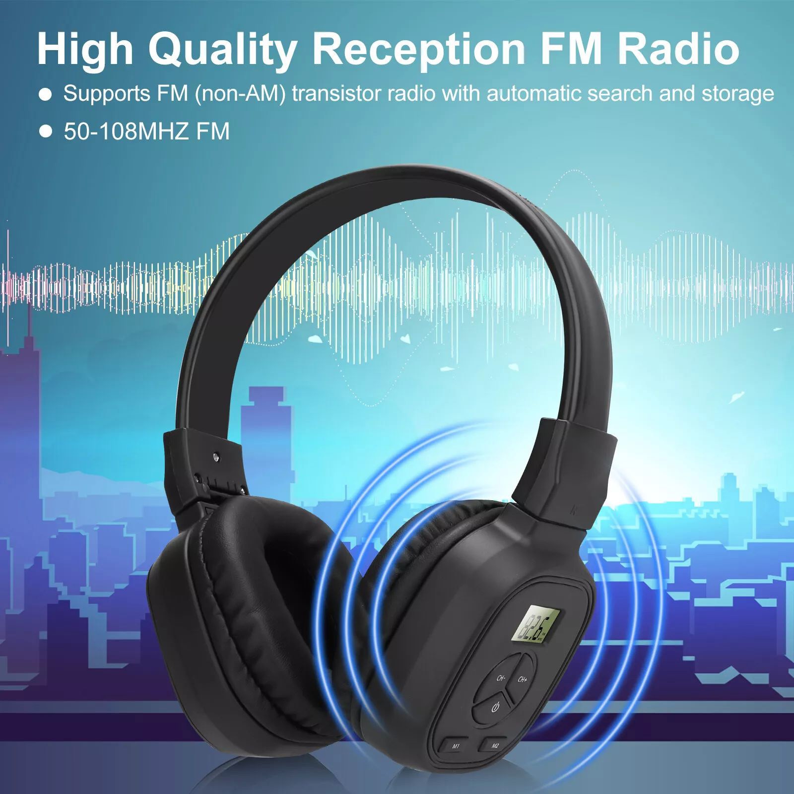 Foldable Receiver Over-Ear Headphone with an automatic search and store feature