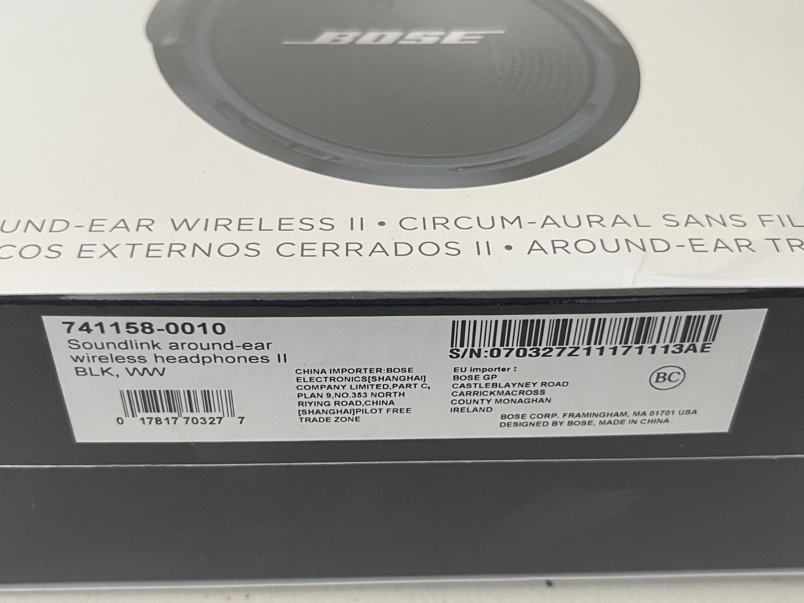 Bose SoundLink Around-Ear II Headphones AE2W Wireless Bluetooth Headsets 741158-