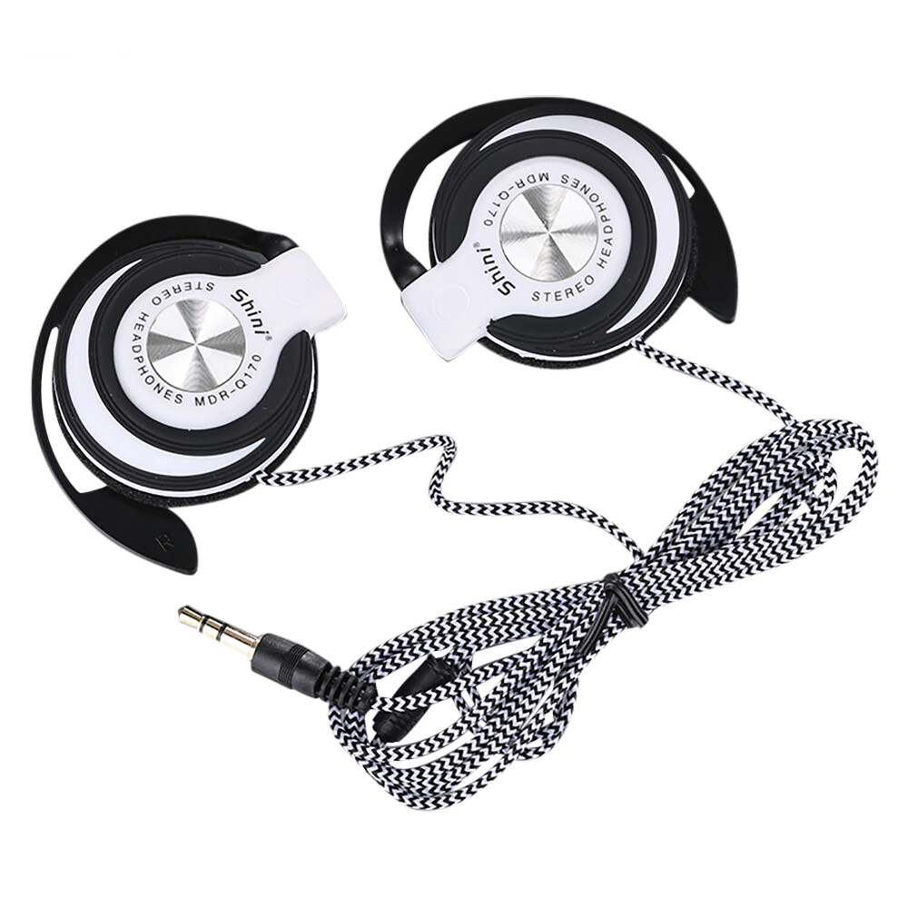 3.5mm Wired Headphones Heavy Bass Headset Over-ear Adjustable Ear Hook Earphones