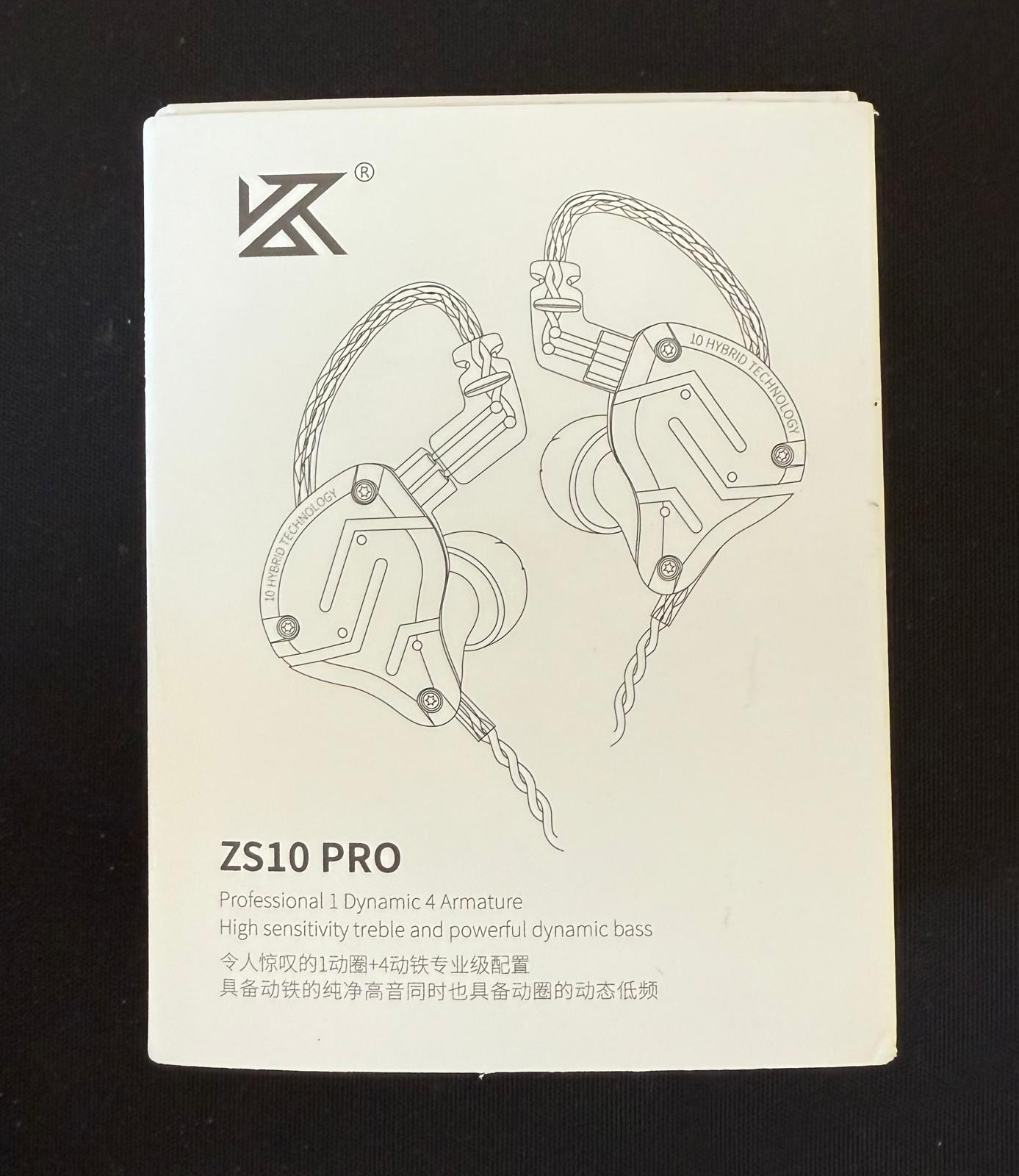 Linsoul KZ ZS10 Pro, 4BA+1DD 5 Driver in Ear Monitor (Without Mic, Dark Black)