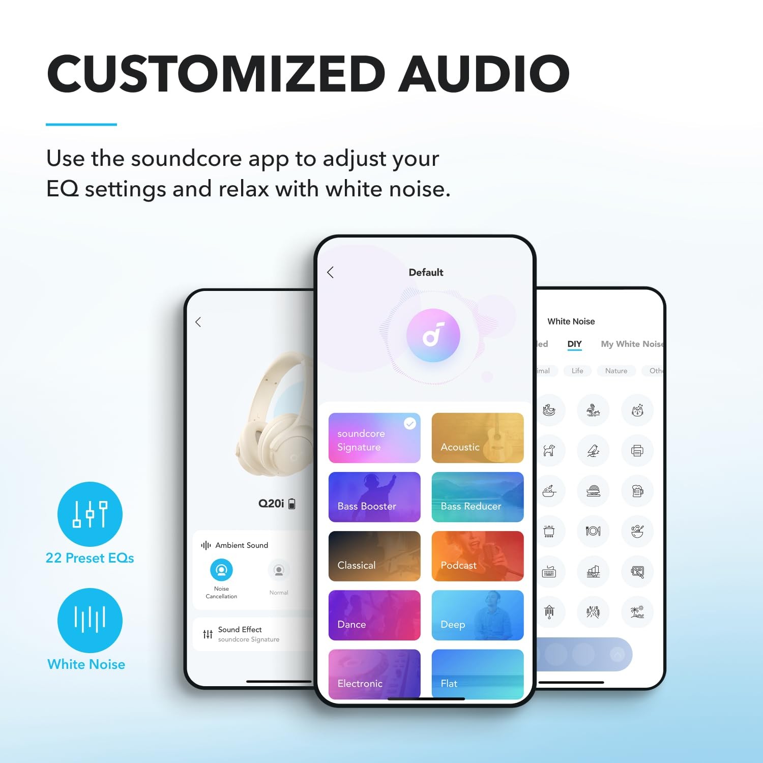 Soundcore by Anker Q20i Hybrid Active Noise Cancelling Standard, Almond White