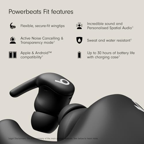 BEATS POWERBEATS FIT WIRELESS NOISE CANCELLING EARBUDS ME2J4LL/A – JET BLACK