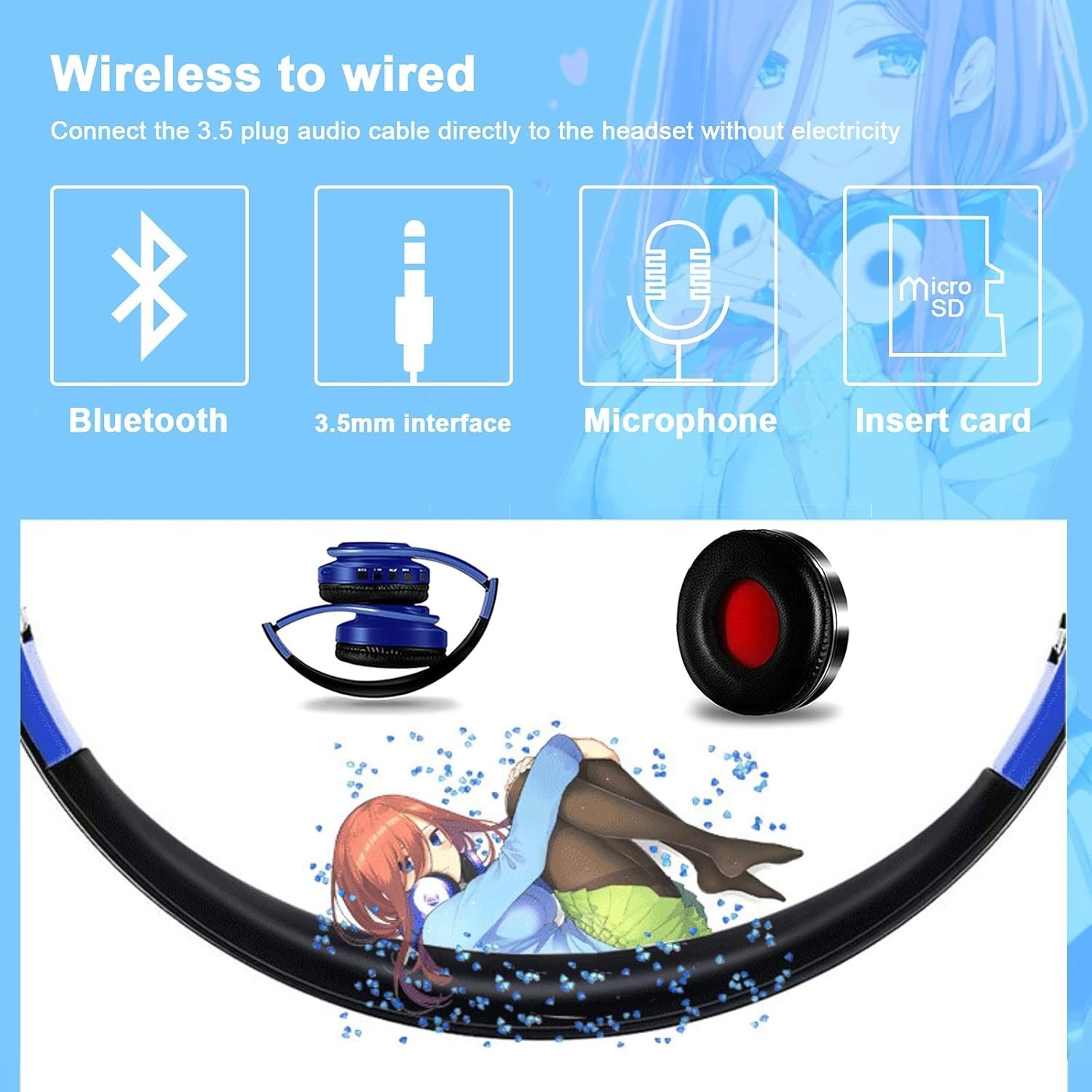 Nakano Miku Bluetooth Headphones,Miku Headphones,The Quintessential | Quintuplet
