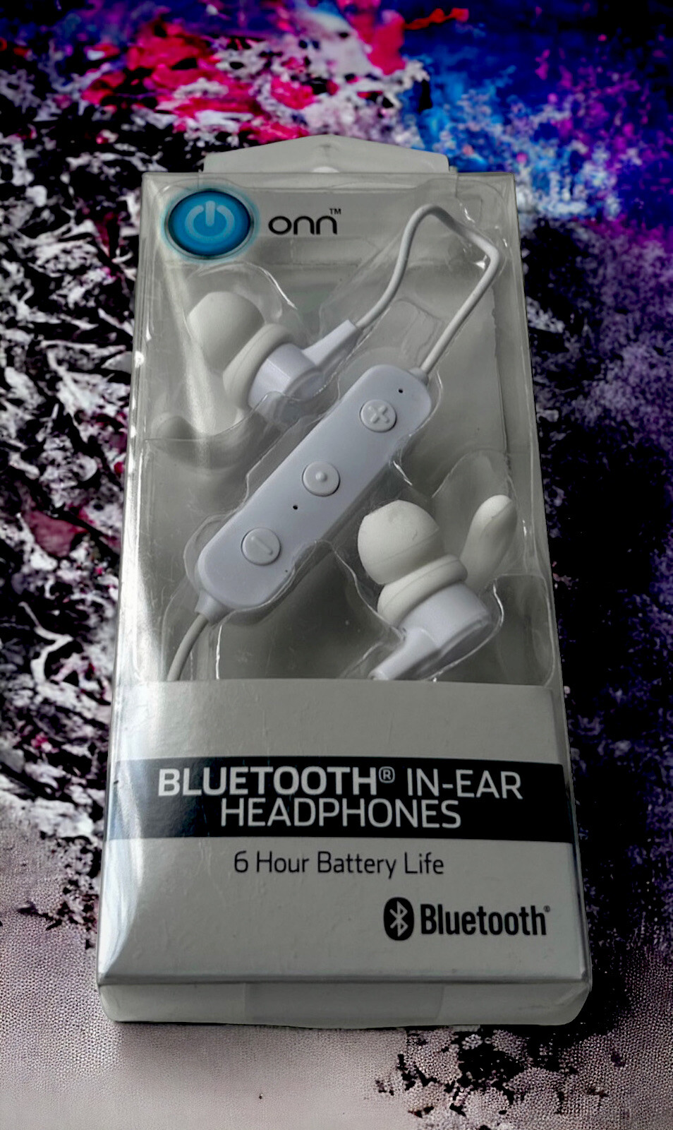 ONN Bluetooth in-Ear Headphones with Built-in Microphone (white) Brand New
