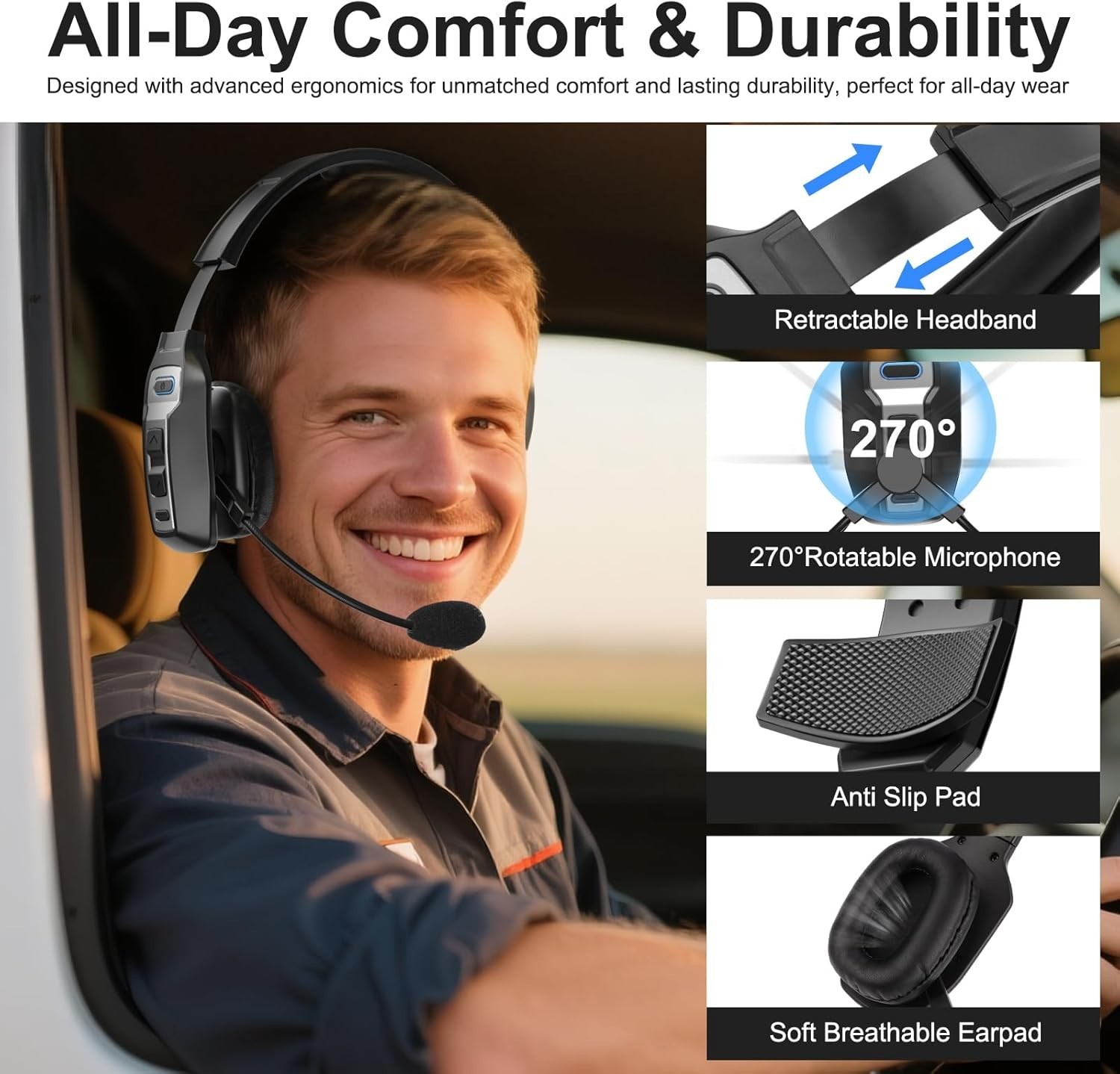 Auriculares Bluetooth con cancelacion de ruido de 60 horas V5.2 de diadema