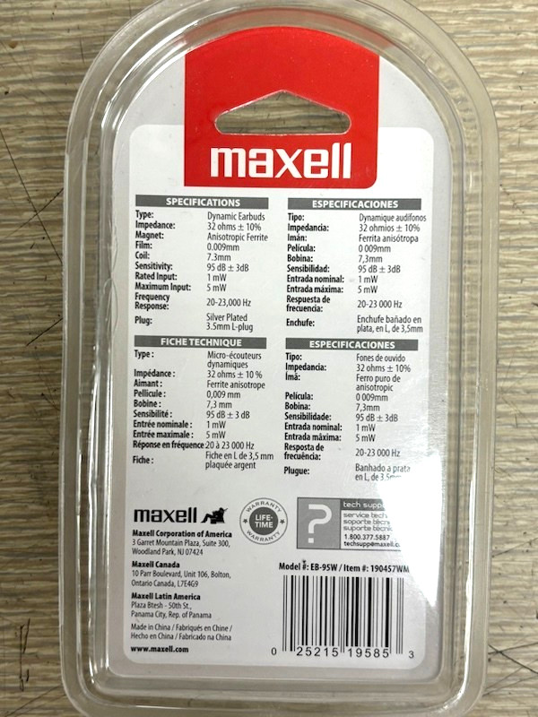 Maxell Stereo Earbuds for iOS Smartphone Game Console MP3 MP4 with 3.5mm Jack