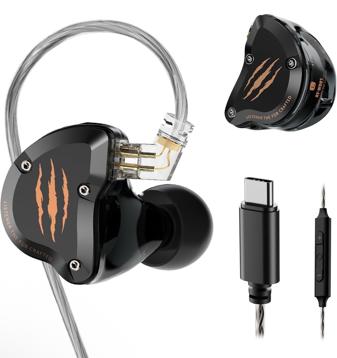 in Ear Monitors HiFi Wired Earbuds with Noise Isolating Type-C with Mic