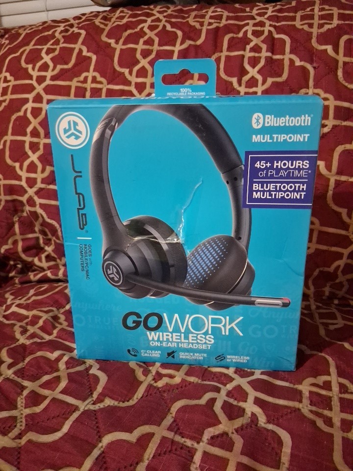 JLab – GoWork Wireless On-Ear Headset – Noise Cancelling – 45 +Hours of Playtime