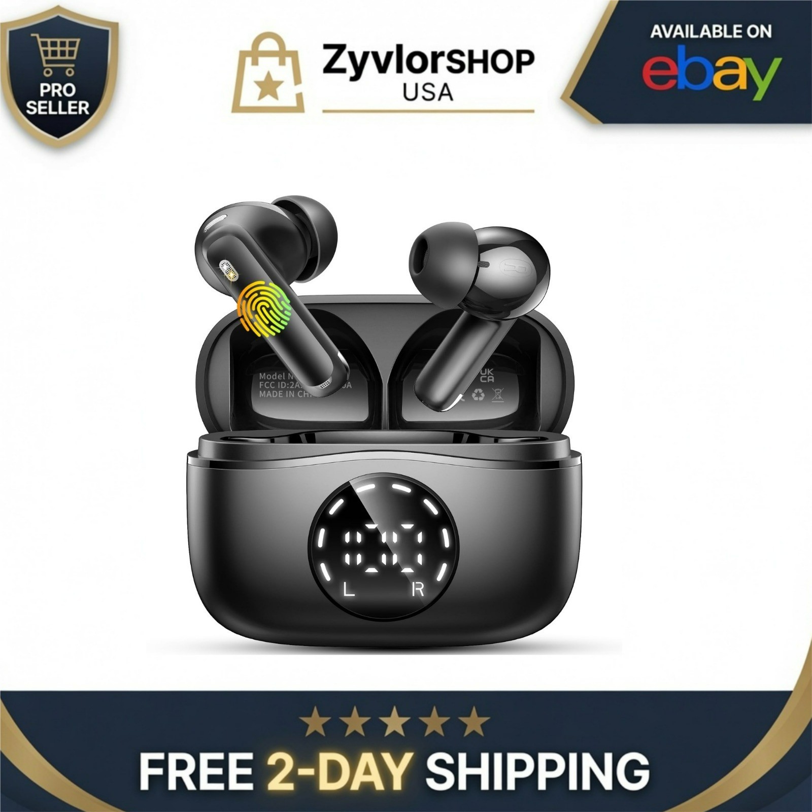 Rinsmola J66 Bluetooth 5.4 Wireless Earbuds Deep Bass Noise Cancelling