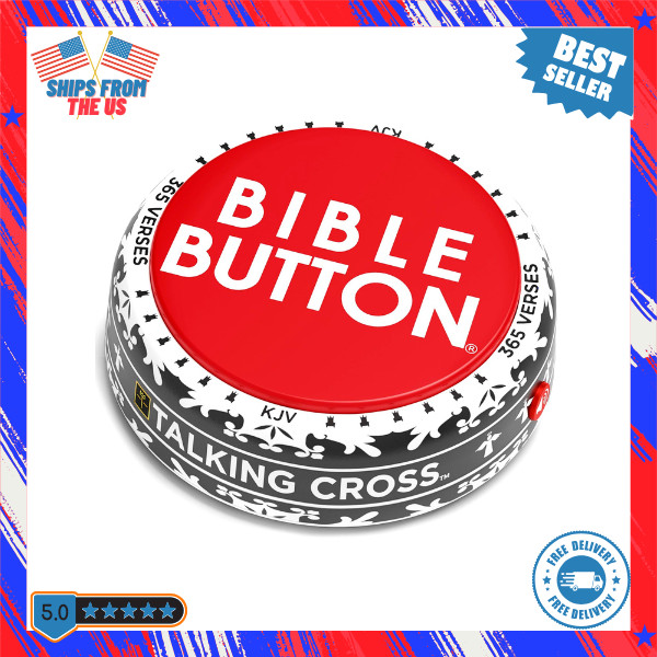 Round Bible Button, 365 Uplifting KJV Verses, Interactive Audio Bible Study Tool