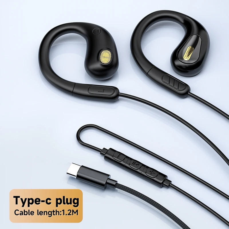 3.5mm TP-C Wired Not in Ear Headphones 9D Surround Sound Music Gaming Headset Ul