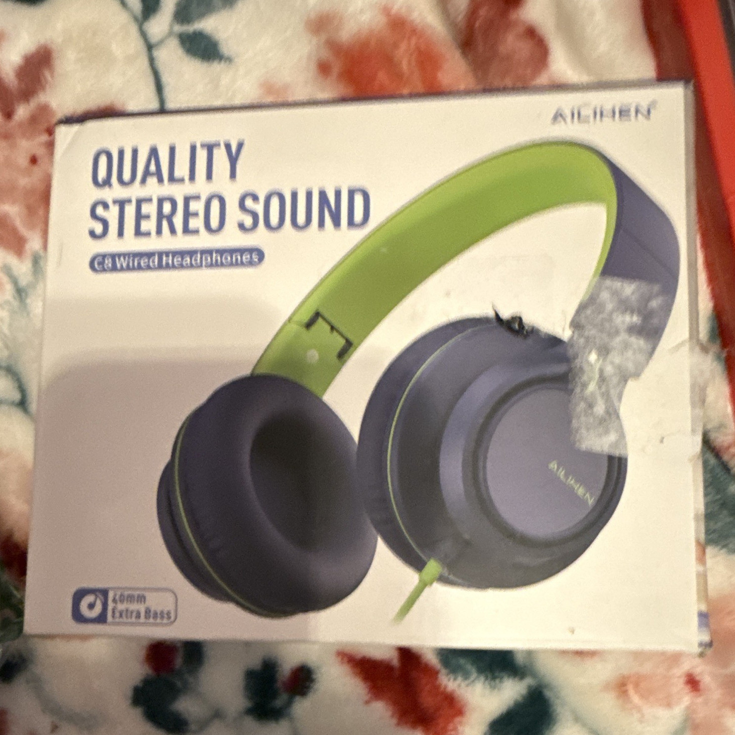 AILIHEN C8 Wired On-Ear Headphones 3.5mm Jack 40mm Stereo Sound Green/Purple