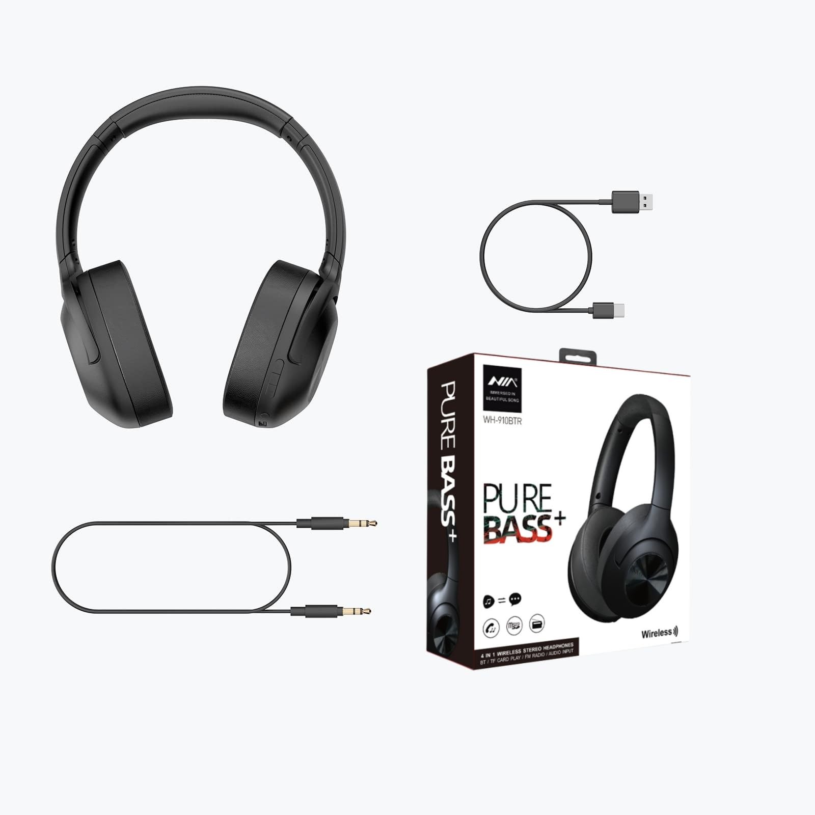 FM Radio Over Ear Headphones, Micro SD Card 30 Hrs Playtime Wireless and Wire…