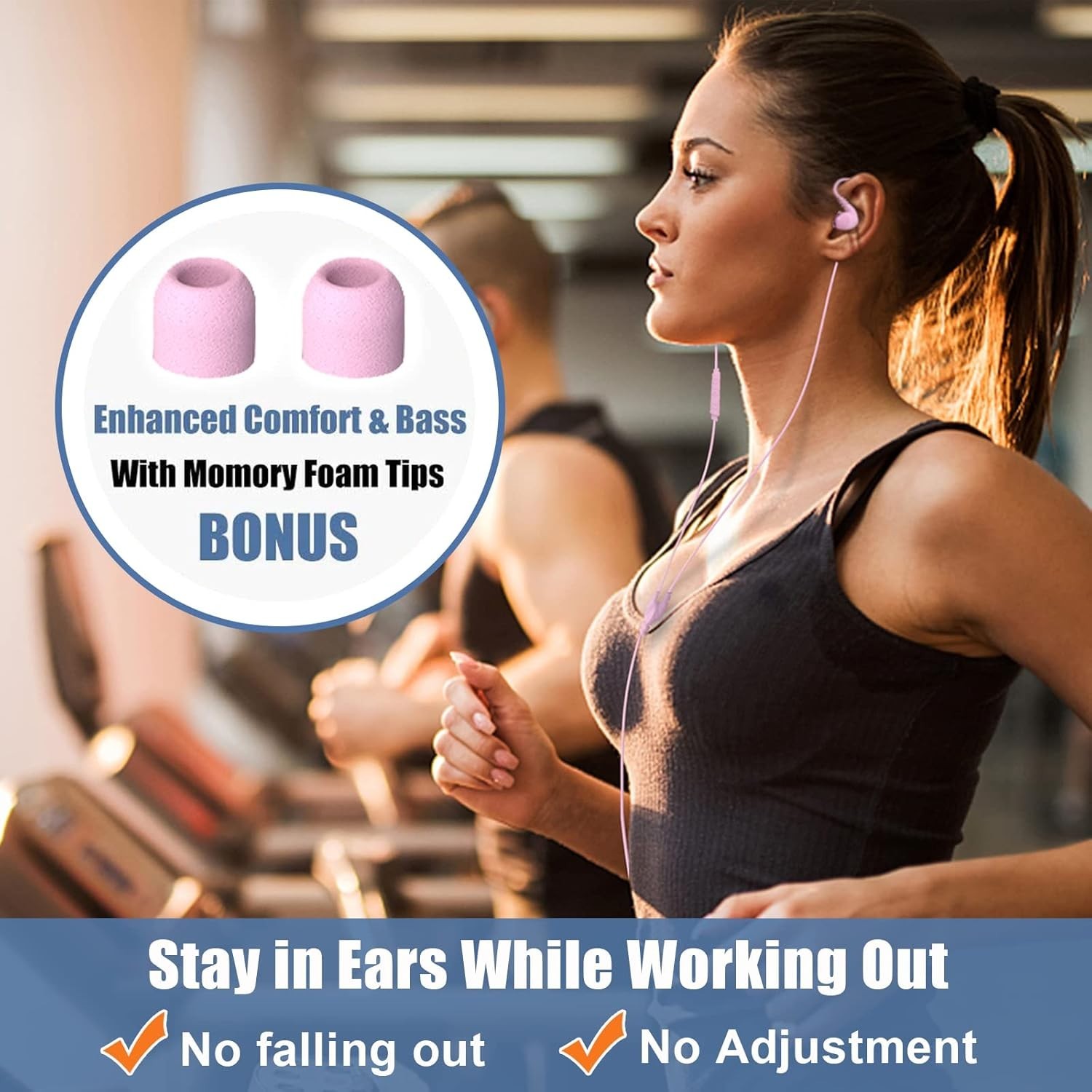 Comfortable Wired Sport Headphones for Kids & Women – Noise Isolating Pink Ea…
