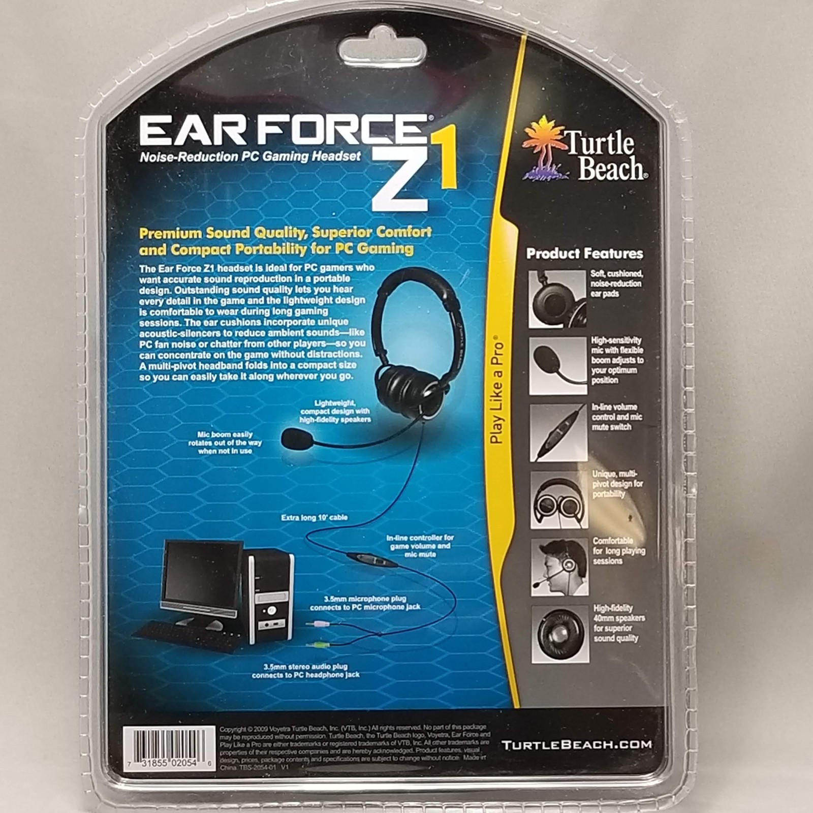Turtle Beach Ear Force Z1 PC Gaming Headset Black 3.5mm Mic Noise-Reduction