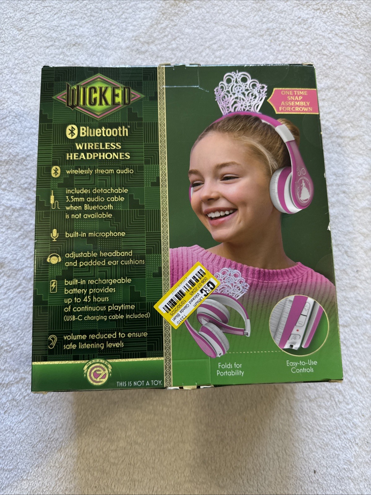eKids Wicked Glinda Bluetooth Headphones Kids Crown Tiara Pink – New