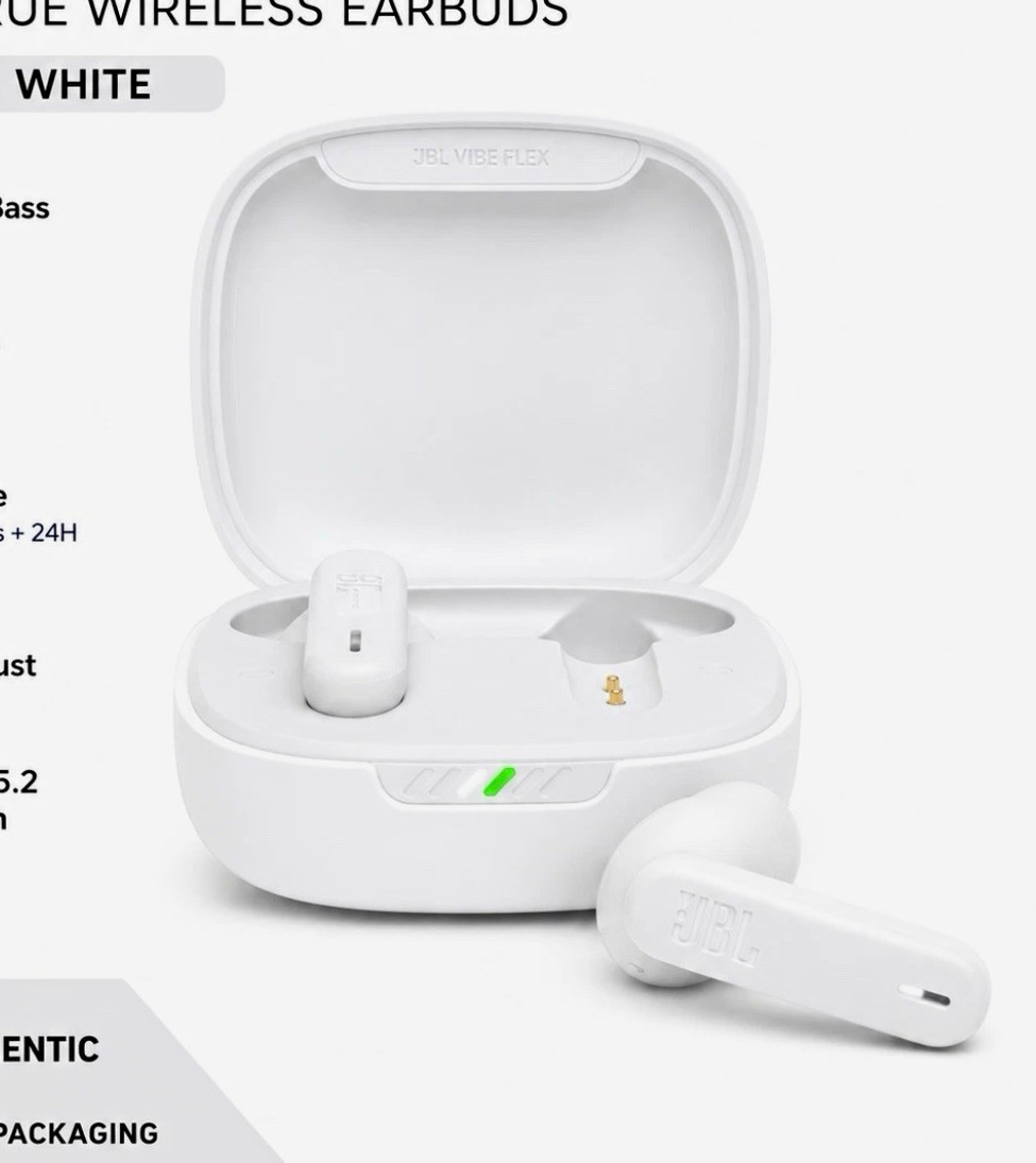 JBL Vibe Flex In-Ear True Wireless Bluetooth Earbuds Water/Dust-Resistant White