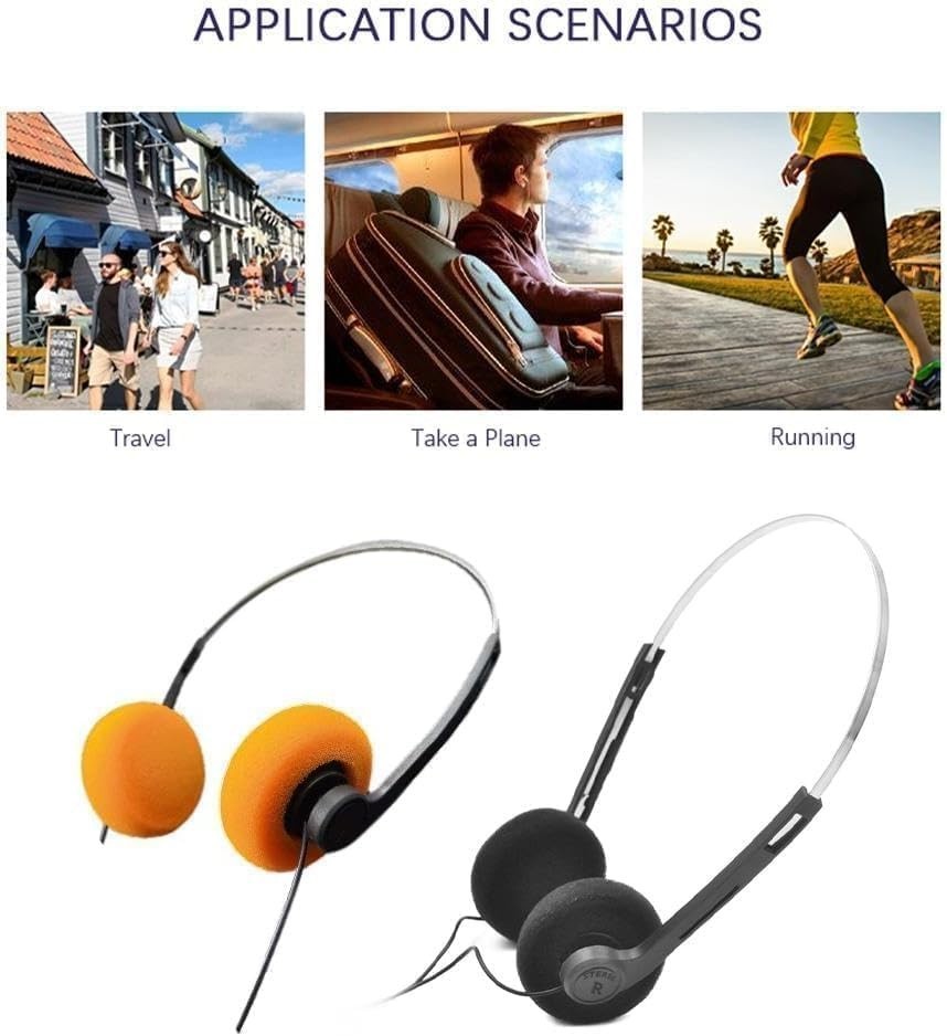 Lightweight Retro Over-Ear Headphones in Orange – Perfect for Mobile Devices