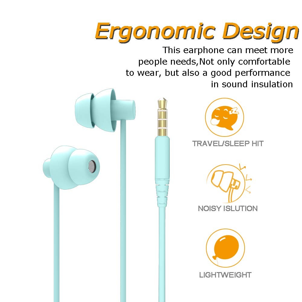 Ururtm Sleep Soundproof Earbuds Headphones, 1 Count (Pack of 1), Light Green