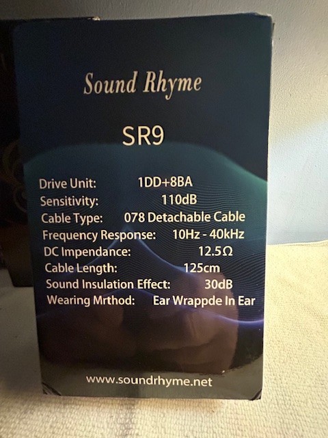 Sound Rhyme SR9- 1DD+8BA Hybrid 2Pin 0.78mm HiFi IEM 4.4 mm Bal Cable USED EX+