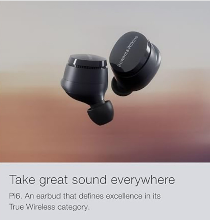 (NEW) Bowers & Wilkins Pi6 Wireless Earbuds with aptX Adaptive & 12mm Drivers