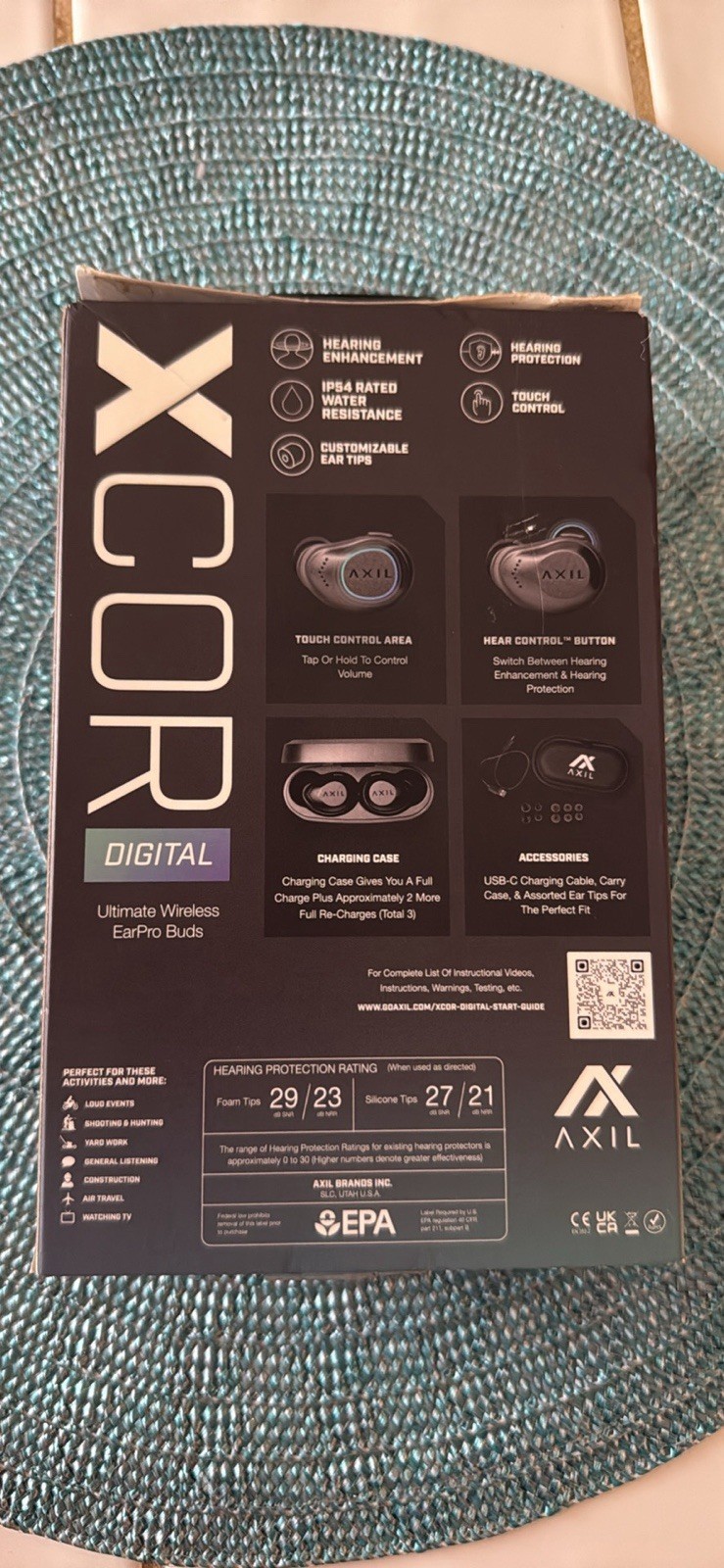 AXIL XCOR Digital Wireless In-Ear Earbuds Touch Control Water Resistant Black