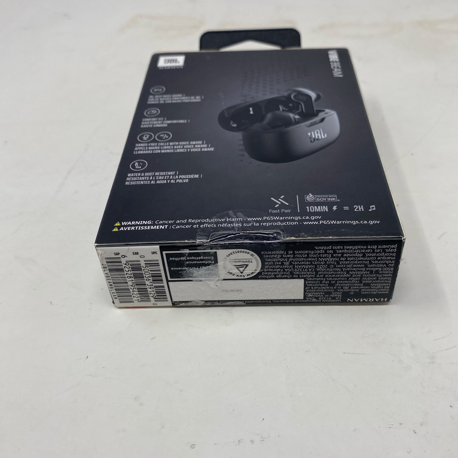 JBL Vibe Beam True Wireless Earbuds – Black, Deep Bass, 32H