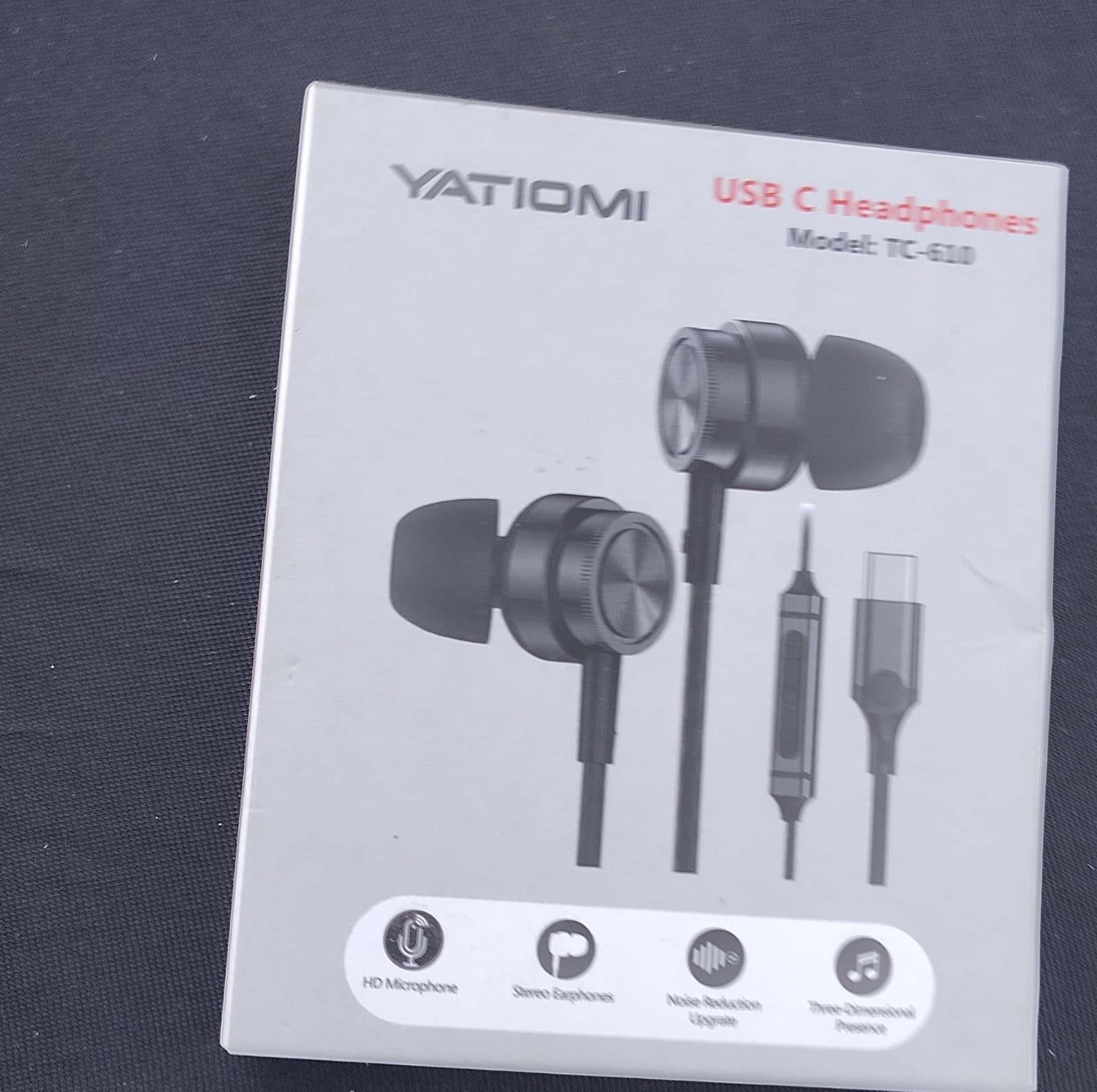 Yatiomi TC-610 USB-C In-Ear Headphones Black HD Microphone Noise Reduction