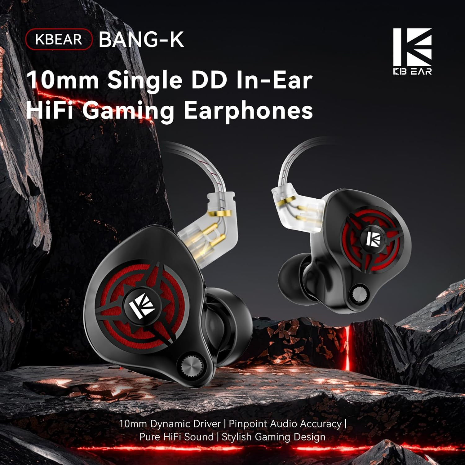 2026 Latest Erabuds,Kbear BK1 Wired Gaming Earbuds,10Mm Single DD in Ear Monitor