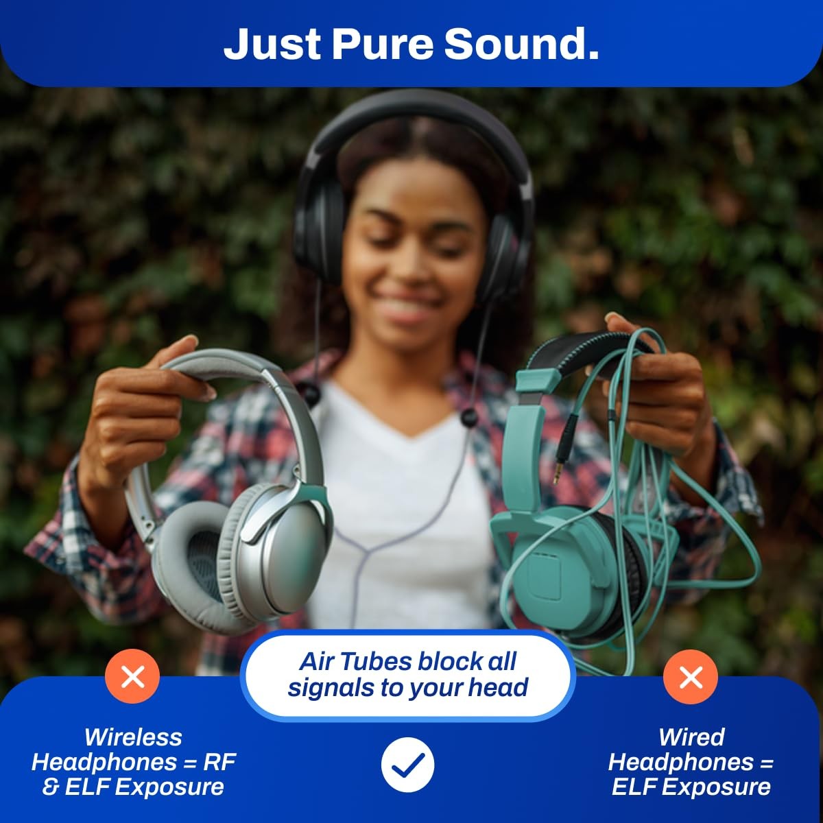 E M F Protection Air Tube Over-Ear Headphones – Designed to Reduce Signal Int…