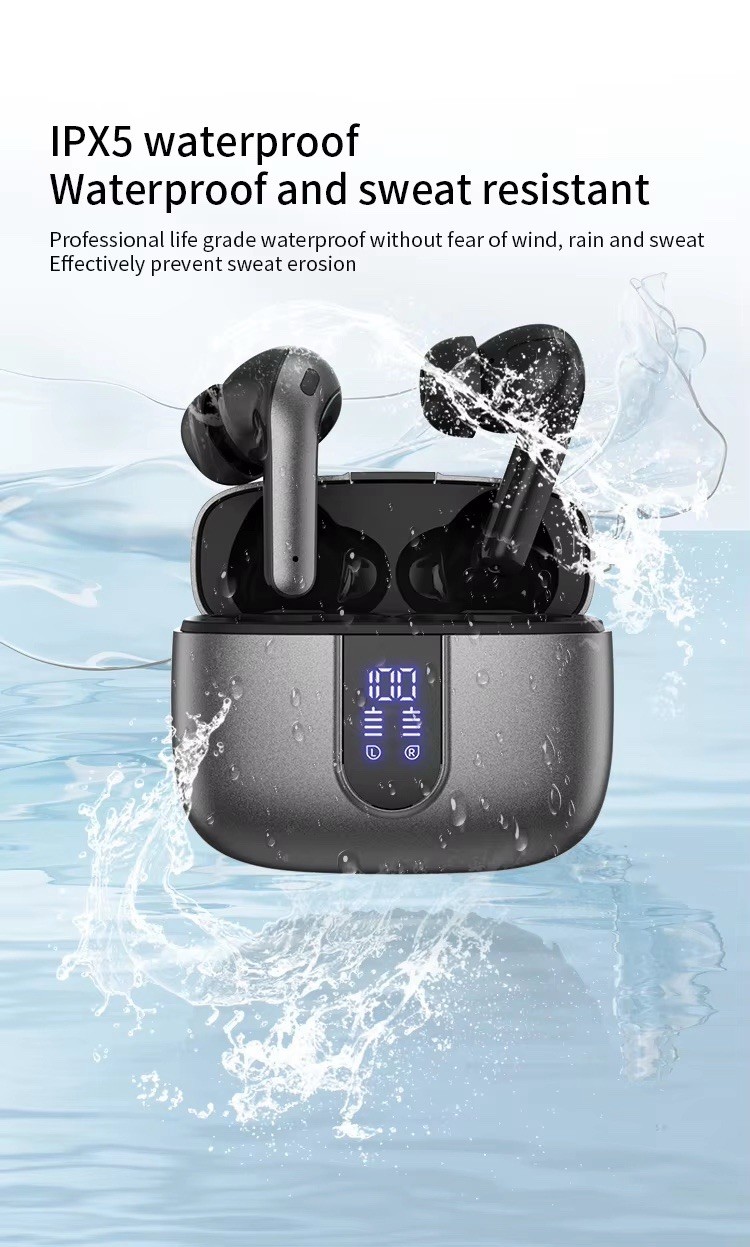 Bluetooth Earbuds, 40H, IPX5 Waterproof, Touch Controls, 13mm Speakers, Black