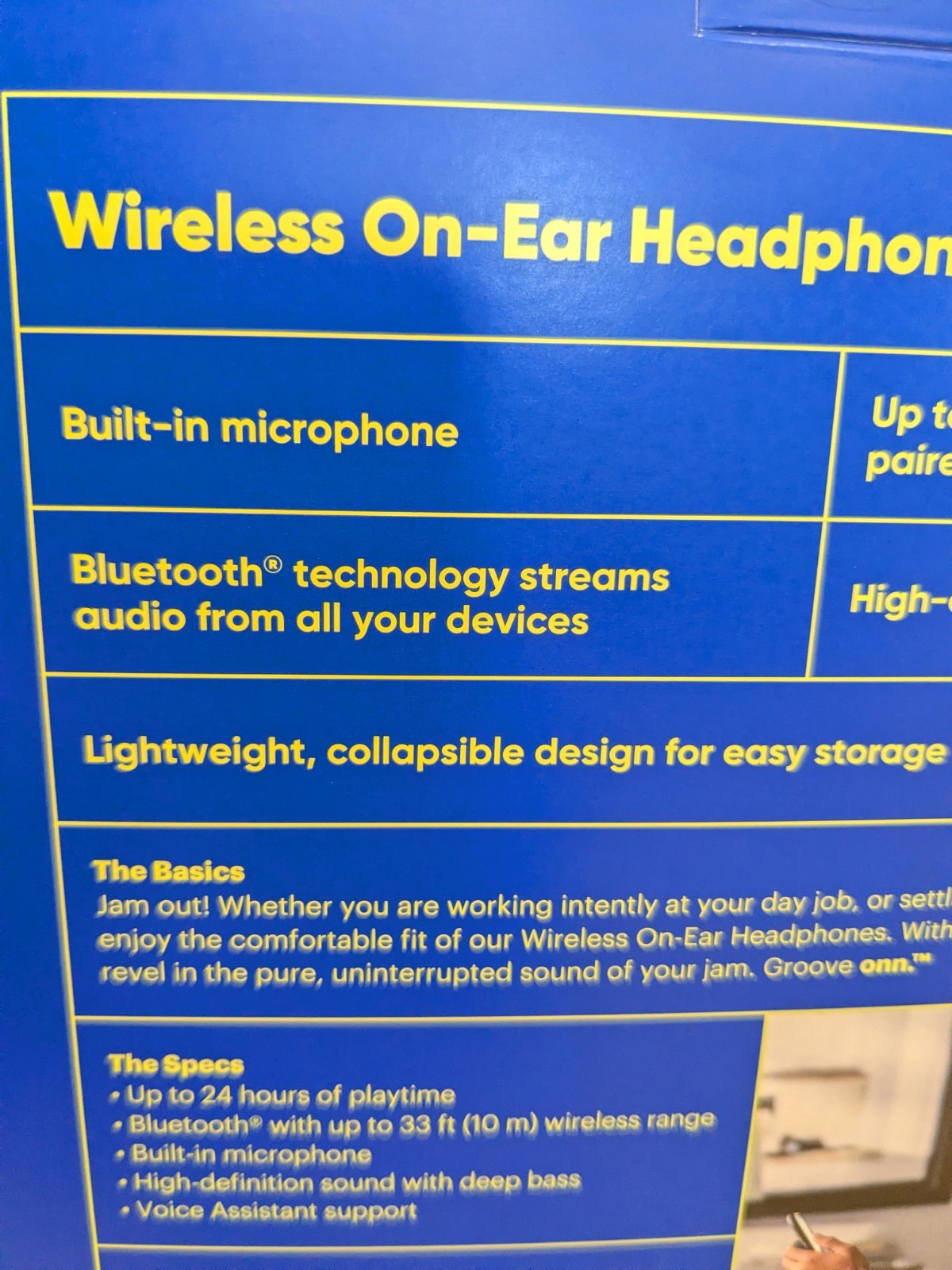 Groove ONN Over Ear Noise Canceling Wireless Bluetooth Headphones Blue – New