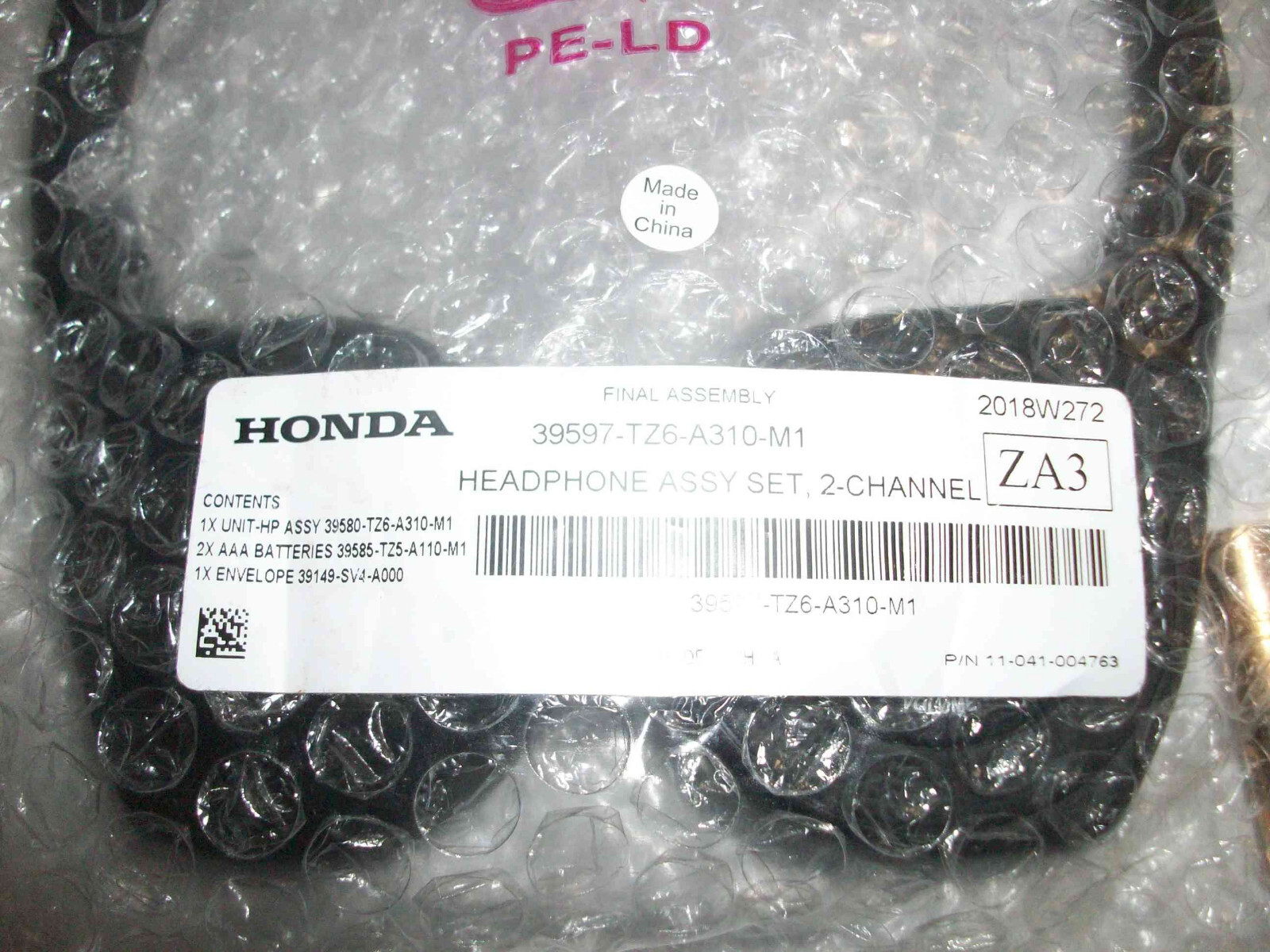 Genuine new Honda 39597-TZ6-A310-M1 wireless headphone assembly set 2- channel