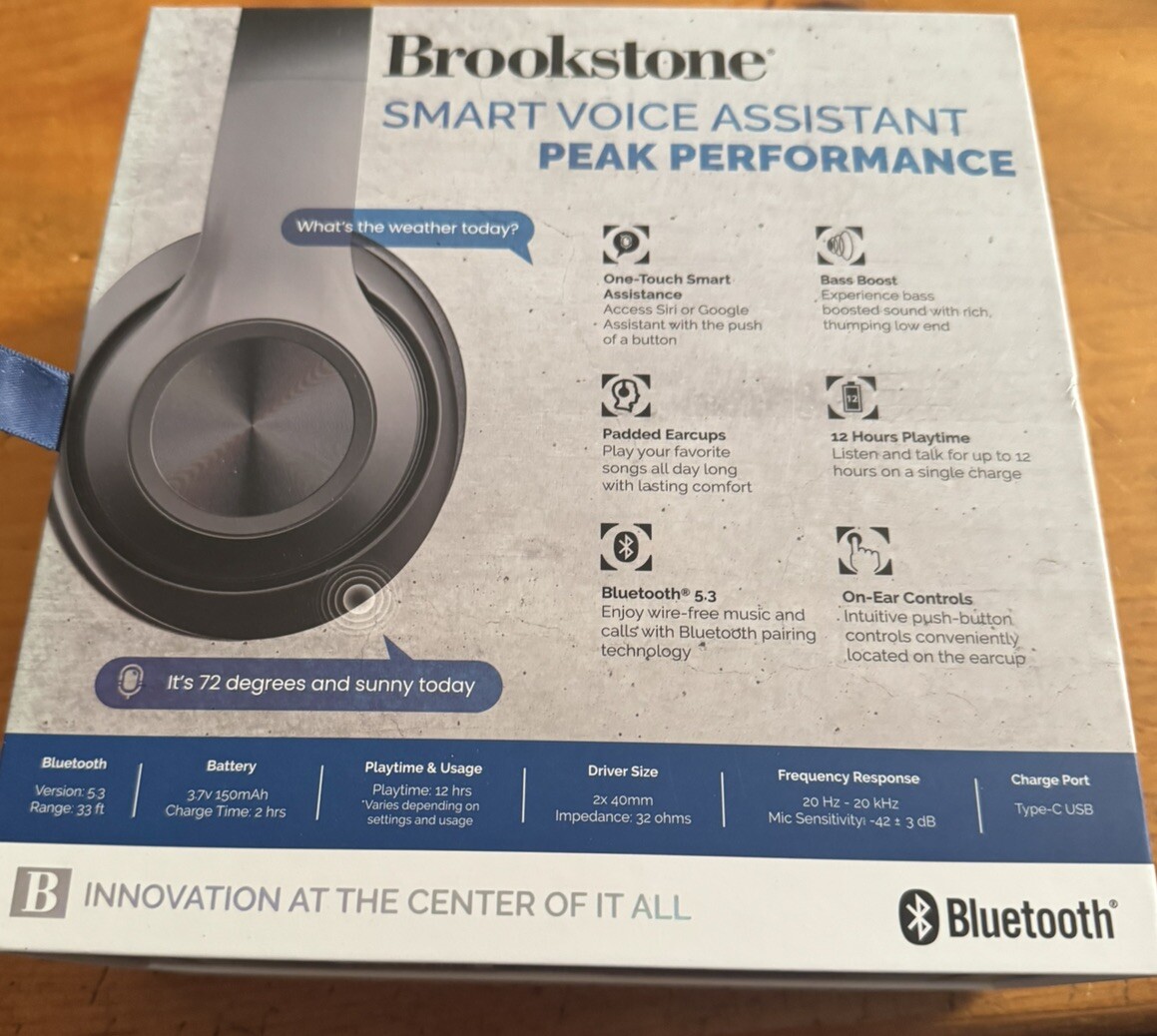 Brookstone Wireless Headphones Voice Assistant Bluetooth