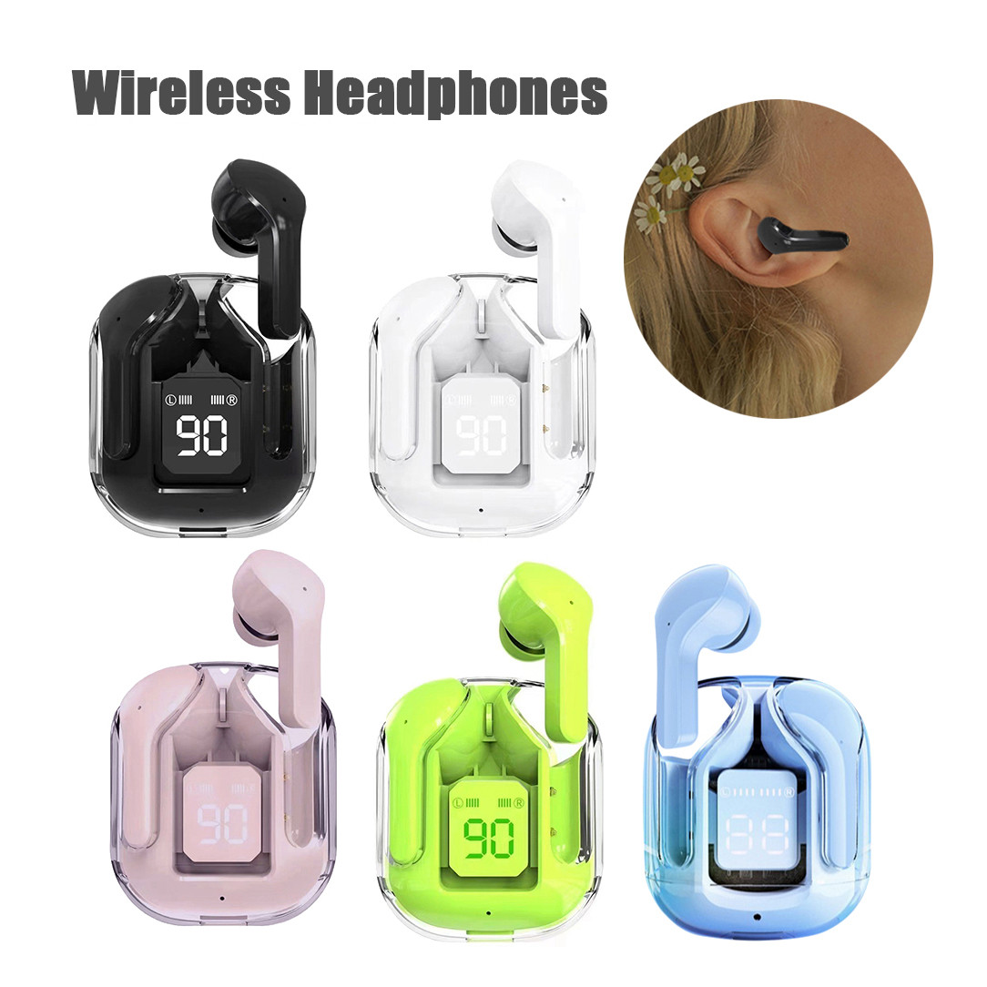 TWS Transparent Earphones LED Digital Display Wireless Bluetooth Stereo Earbuds