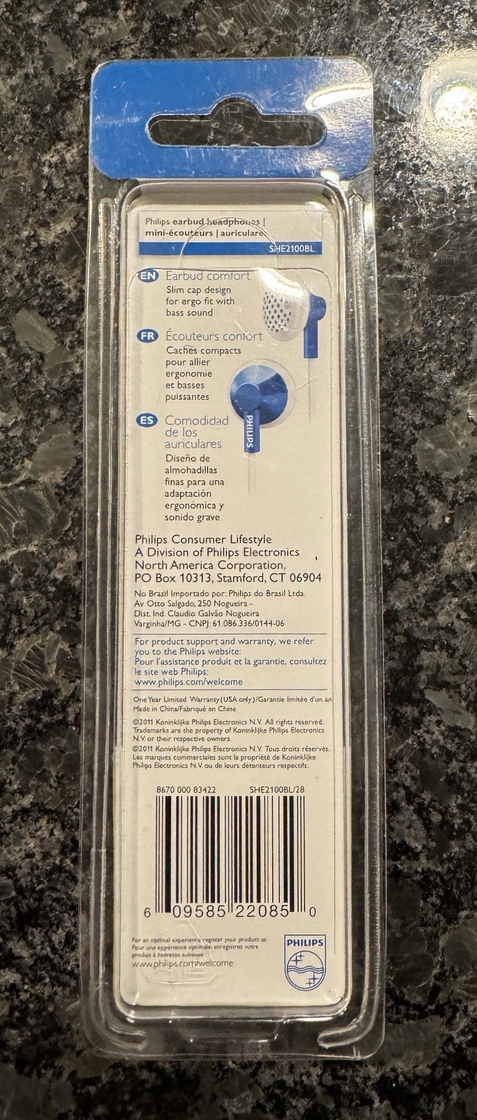 Philips Earbud Headphones, Blue, New