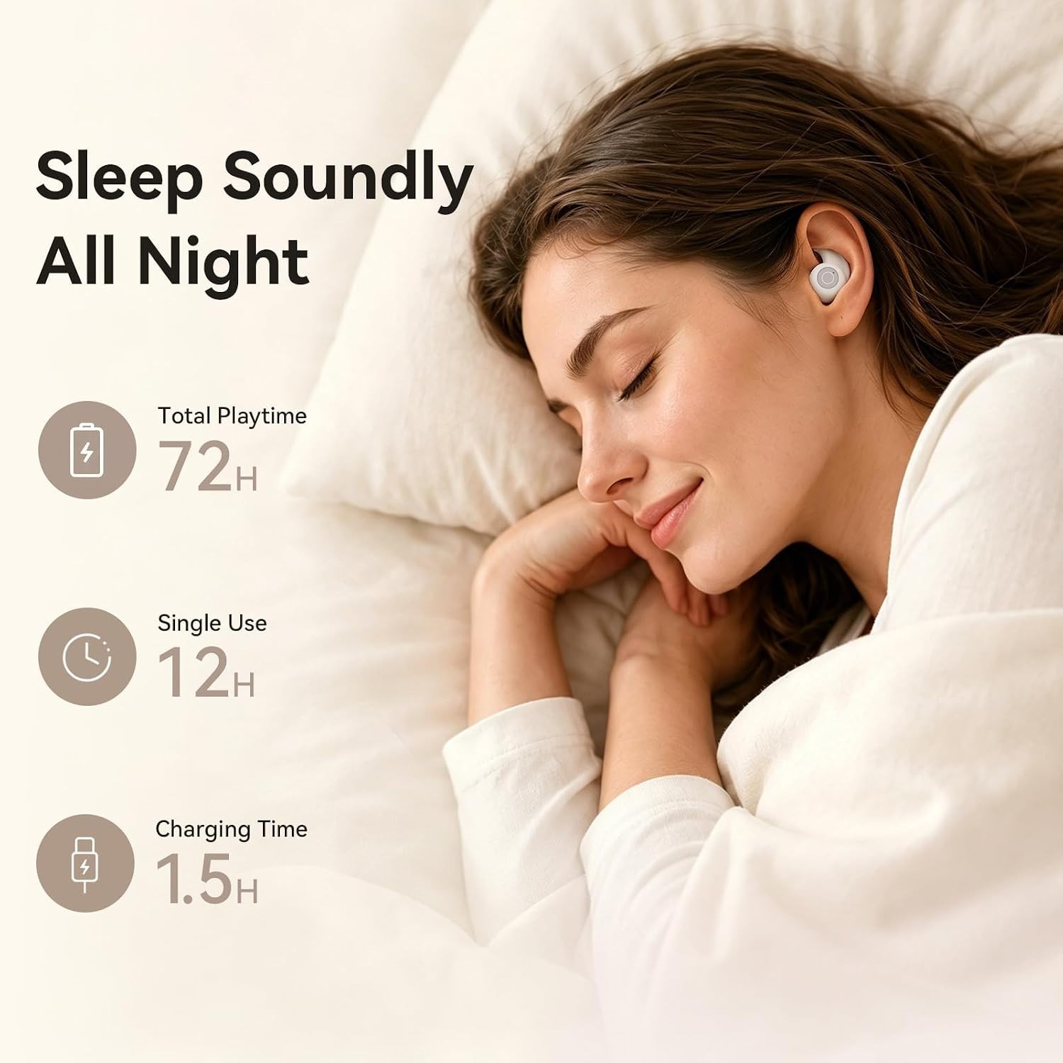 Sleep Earbuds Bluetooth 6.0 Noise Cancelling Headphones for Side Sleepers
