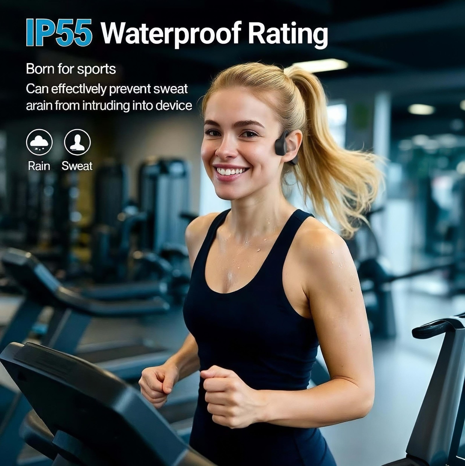 Bone Conduction Sport Headphones，IPX5 Waterproof Bluetooth 5.4 Earphones,Wire…