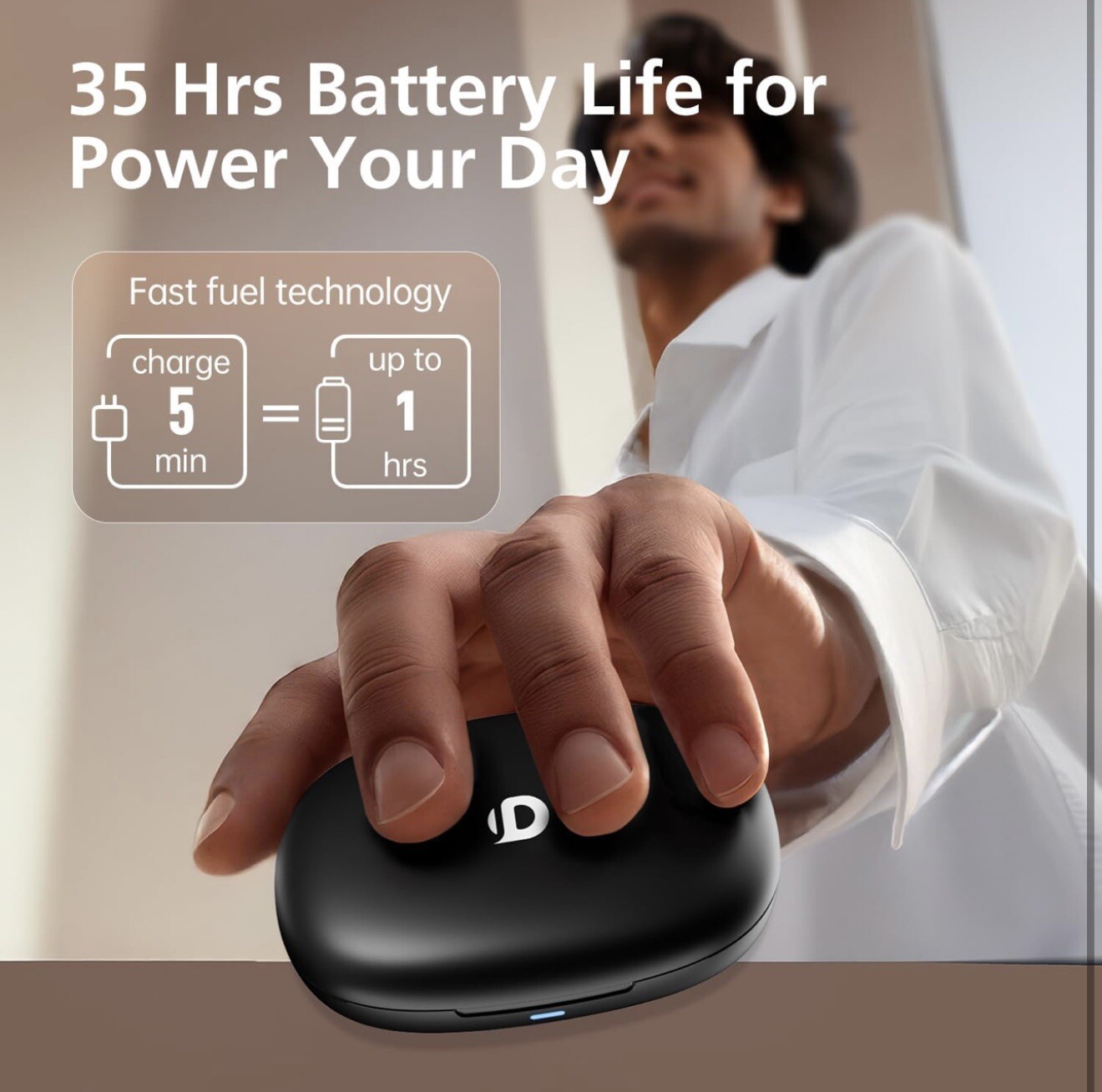Open Ear Headphones, 35 Hours Playtime True Wireless Open Ear Earbuds