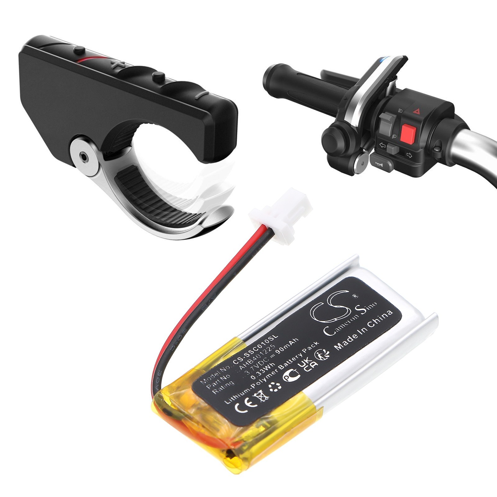 BATTERIE 90mAh Type AHB401225 For Sena Grip Remote Control SC-HR-01 SC-WR-01