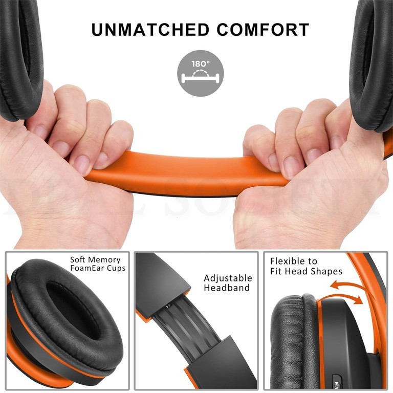 ZIHNIC Bluetooth Headphones Over-Ear Foldable Wireless and Wired Stereo Headset