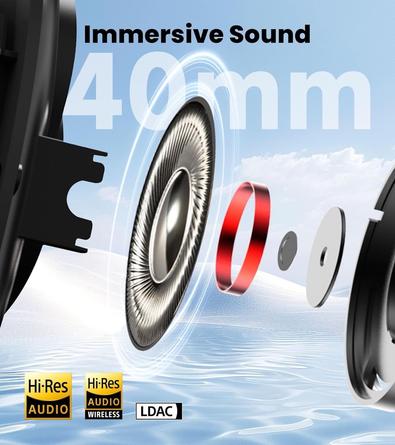Luxury W80 Over Ear Headphones with Active Noise Cancelling & AI Clear Call