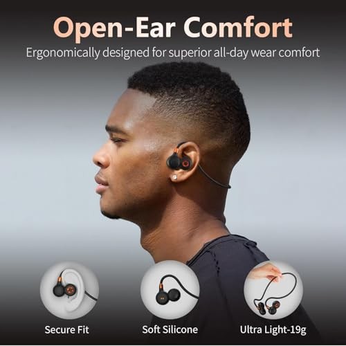 Open Ear Headphones, Bluetooth 5.3 Wireless Air Conduction Headphones Black