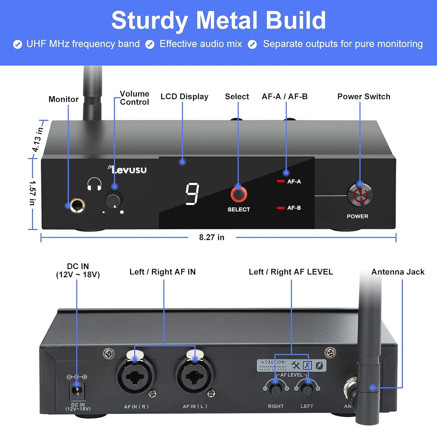 UHF Wireless in-Ear Monitor System with Earphone,180Ft, 1 Bodypack, Black