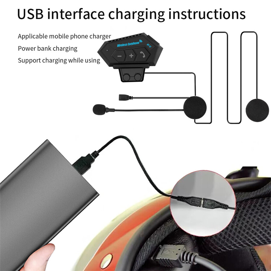 Motorcycle Wireless Bluetooth 5.0 Helmet Headset Hands-free Telephone Call Kit